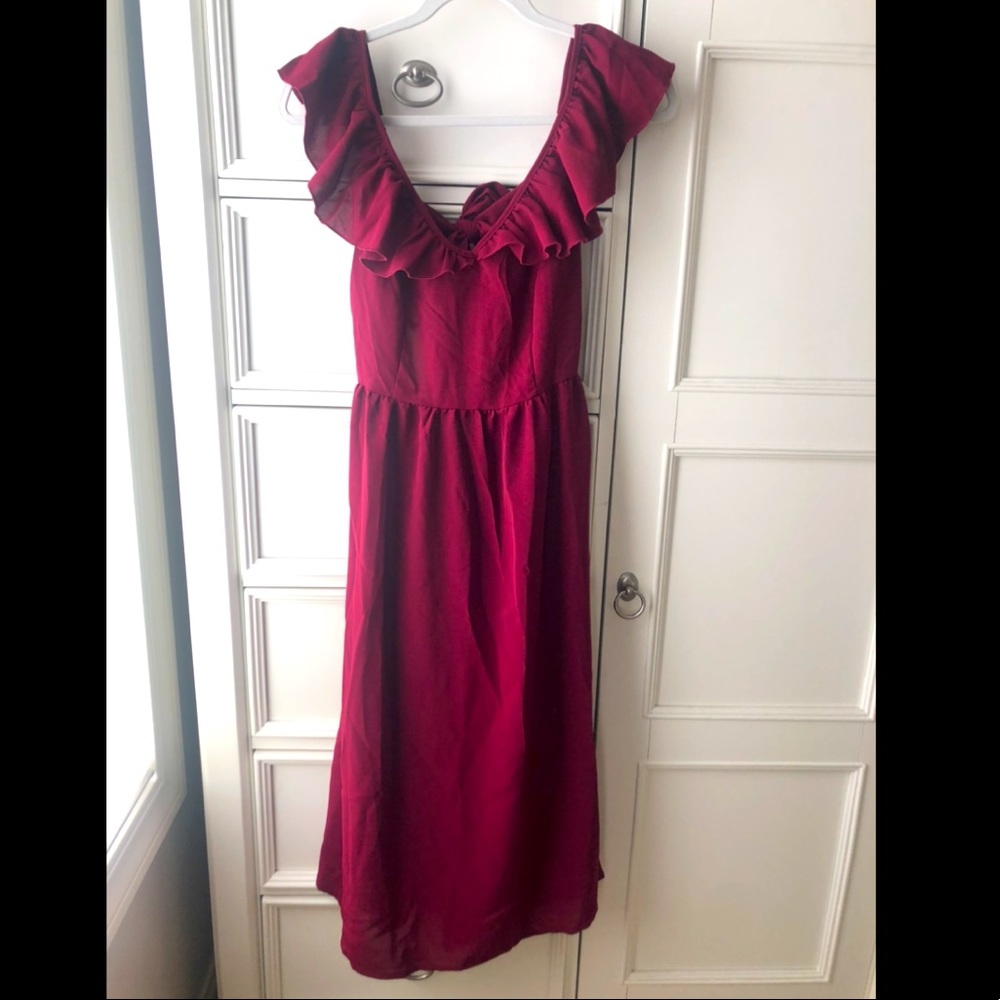 Shein Ruffle sleeve, back tie, a-line dress. Small